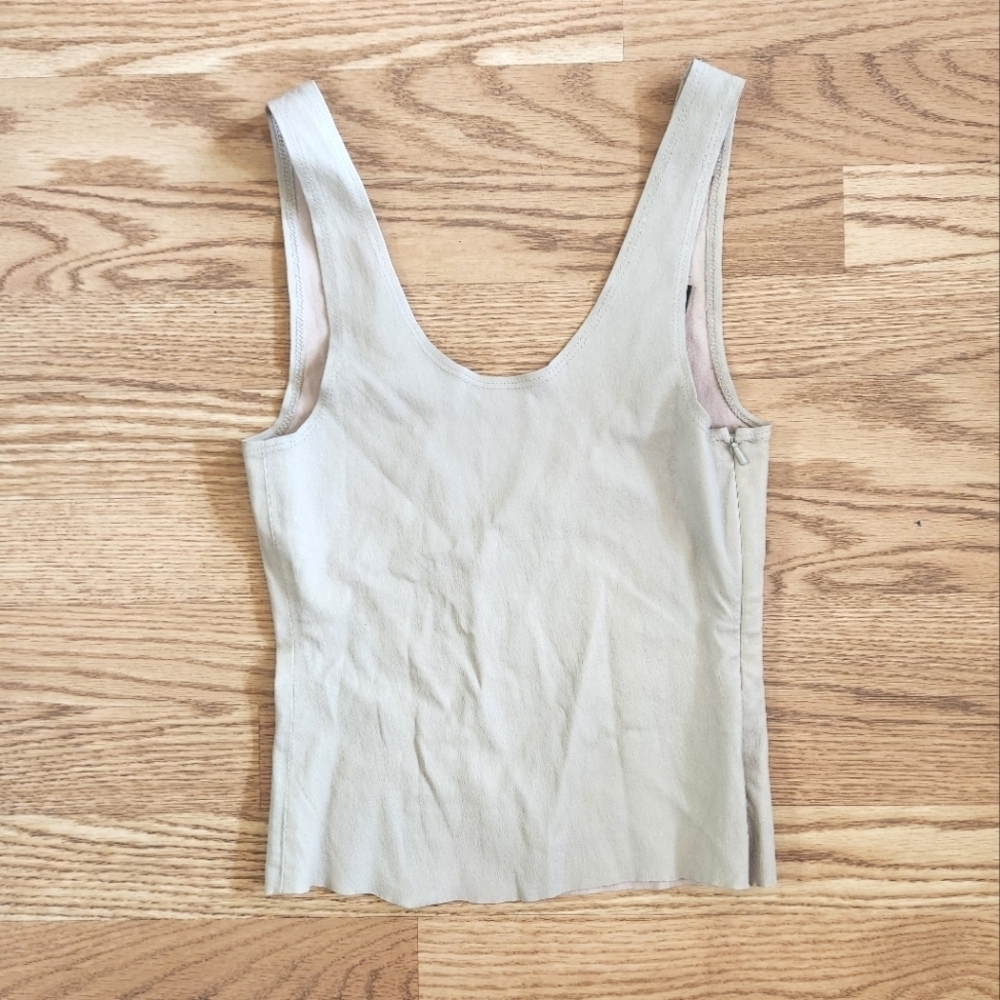 EUC SPRWMN Los Angeles 100% Lambskin Women's Cream Tank Top, Size M